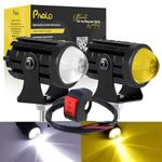 Pivalo 18W Bike Fog Light with DC Power Super Bright Waterproof Beam Lamp Universal For All Motorcycle & Scooty Projector (Set of 2, Yellow & White)