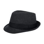 Qchomee Men Women Panama Hat Fedora Trilby Short Brim Bowler Hat Jazz Cap Rollable Packable Homburg Derby Party Hat 56-58CM Deep Grey, 7-7 1/4