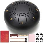 CAHAYA Steel Tongue Drum: 6 Inch 8 Notes Steel Hand Drum for Kids with Music Book, Drum Mallets, Finger Paddles and Carry Bag for Adults Meditation Yoga Zen Gifts