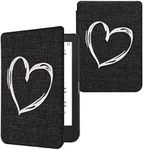 kwmobile Cover Compatible with Kobo Clara 2E / Tolino Shine 4 - Stitchwork Design Case - Brushed Heart Grey