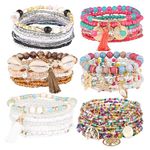 iYours 6 sets Bohemian Multilayer tassels bracelet Handmade Wrap Bracelets Bangle Jewelry Bracelets for Women, 7.09 inches, alloy, no gemstone