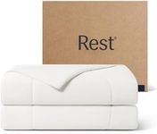 REST® Evercool® Cooling Comforter, Full/Queen, Blanket for Hot Sleepers, All Season Bedding to Keep Cool for Night Sweats, Breathable Lightweight Blanket, 90"x90" Inches, Arctic White