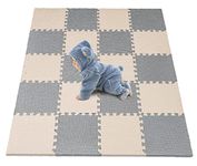 YORKING 20Pcs Foam Baby Play Mats 30x30x1cm EVA Baby Floor Tiles Thick Soft Floor Interlocking Mat Waterproof High-Resilience Foam Floor Puzzle Mat for Children's Play and Crawl (Grey and Rice-White)