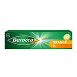 Berocca Vitamin C Effervescent Tablets, with Magnesium, Vitamin B12 & Vitamin B Complex, Orange Flavour, 1 Pack of 15 Tablets - 2 Weeks Supply