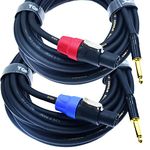 Speak on 2Pcs Professional Speakon to 1/4 Inch ts Speaker Cable for pa Jack Pair 18 awg Gauge Male Audio Port Plug Amplifier Connection dj amp Heavy Duty bocina Cord Wire ft with Twist Lock(6 feet)