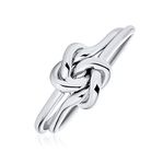 Simple Double Band Best Friends Unity Forever Irish Celtic Love Knot Friendship Infinity Ring Band For Women Teen .925 Sterling Silver