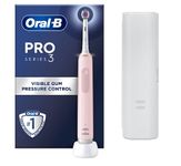 Oral-B Pro 3 Electric Toothbrush For Adults, 1 3D White Toothbrush Head & Travel Case, 3 Modes with Teeth Whitening, 2 Pin UK Plug, 3500, Pink.