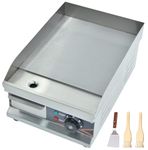 DULNICE Commercial Electric Griddle 28cm Countertop Stainless Steel Griddle Electric Grill Plate Kitchen Flat Top Grill Bacon Fryer Steak Plate 1500W Thickened BBQ Teppanyaki Electric Grill