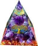 Moonstone Crystal Orgone Pyramid - Amethyst Ball Tree of Life - Ogan Crystal Energy Tower - Nature Reiki Healing Chakra Crushed Stone Jewelry - 5cm