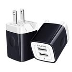 Travel USB Wall Charger, AILKIN 2.4A/2Pack Dual Foldable USB Plug, Dual Port Small Charger Cube USB Box Charger Base Power Outlet Block for Smart Cell Phone XR XS XS MAX Fast Charging Box-Black