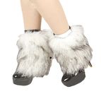 NICEYEA Faux Fur Long Leg Warmers for Women Soft Boot Shoes Cuffs Cover Warm Furry Costume Leg Socks Christmas, Halloween Costume Accessories Adult