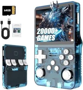 R36S Retro Handheld Games Console, 20,000+ Classic Games Portable Pocket Video Player with 3.5 Inch HD Screen, 64G TF Card, Open Source Linux System Screen for Teens and Adults (Lake Blue 64G)