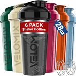 VELOMIX -6 PACK- Shaker Cups for Protein Shakes 28 oz - 6x Wire Whisk | Leak Proof Protein Shaker Bottle Pack for Pre & Post Workout