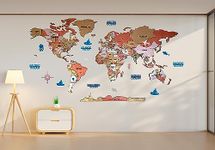 Elk 3D Wooden World Map Wall Decor - Metallic Brown Color - Perfect Home Decor for Travel Enthusiasts