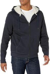 Amazon Essentials Men's Sherpa-Lined Full-Zip Hooded Fleece Sweatshirt, Navy, Large