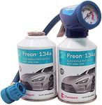 2 Cans of Chemours Freon R134a for MVAC use in a 12-Ounce Self-Sealing Container with Gauge and Hose Dispenser