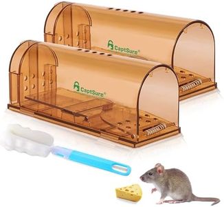 CaptSure Original Humane Mouse Traps, Easy to Set, Kids/Pets Safe, Reusable for Indoor/Outdoor use, for Small Rodent/Voles/Hamsters/Moles Catcher That Works. 2 Pack (Small)