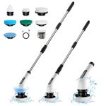 Electric Spin Scrubber, Upgrade 7 in 1 Electric Cleaning Brush,420RPM Powerful Cleaning, 1.5H Bathroom Scrubber Dual Speed with Extension Arm for Kitchen, Car, Tile, Wall, Floor, Shower