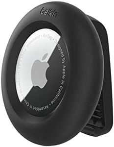 Belkin Apple AirTag Secure Holder with Clip - Durable Scratch Resistant Case Air Tag Spring Loaded Attach to Backpack, Clothing, and Luggage Black