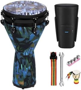 MOSEN Freestyle Mechanically Tuned 12-Inch Djembe, Carbon Fiber Hand Drum, Professional Africa Drum with drum Strap, Wrist Bells, Pendant (Starry Blue)