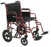 Drive Medical BTR22-R Bariatric Heavy Duty Transport Wheelchair, Red