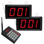 CYSSJF Queue Management System | 3-Digit Queue Calling System Live Voice Number Display Ticket Number Call System Pager Buzzers for Restaurants/Café/Bar/Clinic(Dual Screen English Voice Call)