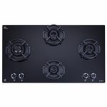 Elica Hob 4 Italian Burner Auto Ignition Glass Top with Direct Multi-Flame Brass Burner Gas Stove (FLEXI HEXA 491 LOTUS IND HD BRASS)