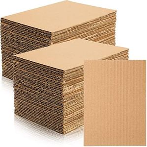 100 Pcs Corrugated Cardboard Sheets Set Corrugated Packaging Pads Paper Flat Cardboard Filler Inserts Sheet Pads Rectangle Brown for Delivering Packing Separators Art Crafts Supplies (5 x 7 Inch)