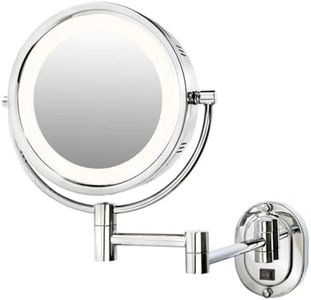 Jerdon HL65CD Hard-Wired 8-Inch Two-Sided Swivel Halo Lighted Wall Mount Mirror with 5x Magnification, 14-Inch Extension, Chrome Finish