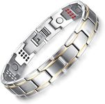 JFUME Magnetic Bracelets 18k Gold with Silver Two Tone Bracelet for Her Friendship Bracelet Adjustable Women and Men 8.5"