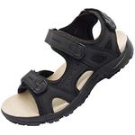 CAMEL CROWN Comfortable Hiking Sandals for Women Waterproof Sport Sandals for Walking Beach Water with Arch Support, Pure Black, 8.5