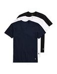 POLO RALPH LAUREN Men's Slim Fit Cotton V-Necks 3-Pack, Cruise Navy/White, White/Cruise Navy, Polo Black/White, Medium