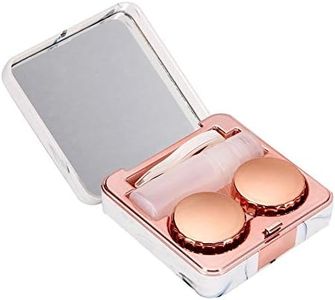 Portable Marble Surface Mirror Square Soaking Lens Case Lens Storage Soaking Case for Protecting Your Eyes(Rose Golden)