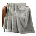 UGG 16800 Euphoria Plush Faux Fur Reversible Throw Blanket for Couch or Bed Luxury Hotel Style Blankets Machine Washable Easy Care Soft Throw Blanket for Bed or Living Room, 178 x 127-cm, Seal