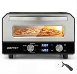 COSTWAY 1700W Electric Pizza Oven Indoor, 6 Presets & 2-Min Rapid Baking Heats up to 750℉, Countertop Pizza Oven for 12” Pizzas with Pizza Stone & Cutter Wheel for Home Kitchen