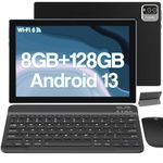 2 in 1 Tablet, Android 13 Tablet with Keyboard, 10 inch Tablets PC 8GB+128GB+1TB Expand, 2.0GHz Processor, 1280 * 800 HD Touch Screen, 8MP Dual Camera, Wi-Fi, Bluetooth Tableta PC