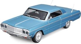 Maisto - 1/24 Scale Model Compatible with Chevrolet Impala SS Replica Car Model 1964 (Blue)