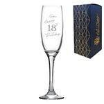 Personalised Engraved Champagne Flute Happy 18th Birthday Speckled Design, Arrives Gift Boxed