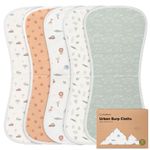 Organic Burp Cloths for Baby Boys and Girls - 5-Pack Ultra Absorbent Burping Cloth, Burp Clothes, Newborn Towel, Milk Spit Up Rags, Burpy Cloth Bib for Unisex, Boy,Girl,Burping Rags (Wilderness)