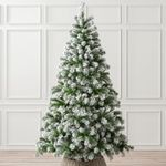 CHRISTOW Flocked Artificial Christmas Tree 7ft, Luxury Snowy Indoor Home Xmas Decoration, Bushy Hook On Branches, Natural Looking PVC & PE Needles, Easy Assembly with Stand (tree skirt not included)