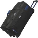 Rocklands® Lightweight Luggage Rolling Holdall Suitcase Wheeled Duffle Bag Cargo Sport Travel Bag RL501 (Navy/Black, Large - 32" (H84 x L42 x W40 cm))