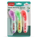 LuvLap Heat Sensing Baby Spoon Set of 3, BPA Free material with Food Grade Heat Sensing Silicone tip, Baby Self Feeding Utensil, Baby Weaning Spoon for Kids, 3 Months+ (Multi-colour)