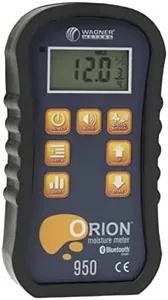 Orion 950® Pinless Wood Moisture Meter by Wagner Meters I Accurate, Non-Damaging, Dual Depth Lumber Moisture Measurement, Bluetooth, Auto EMC, GPP/GPK & Dew Point Calculations (Standard Calibrator)