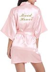 WPFING Bride Robes White Bridesmaid Robes Bridal Party Robe Glitter (Maid of Honor Pink,XL)