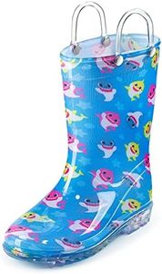 Nickelodeon Baby Shark Waterproof Rubber Rain Boots Easy-On Handles, Baby Shark, 5 Toddler