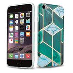 cadorabo Case works with Apple iPhone 6 PLUS/iPhone 6S PLUS in Dark green white gold marble No.6 - TPU Silicone Cover with Mosaic Pattern Design - Ultra Slim Protective Gel Shell Bumper Back Skin