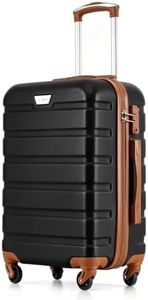 COOLIFE 28 Inch Large Suitcase ABS+PC Hardshell Lightweight Durable with 360°Rubber Spinner Wheels YKK Zipper Telescopic Handle TSA Lock for Hold Luggage Suitcase 93L (Black/Brown, L(77cm 93L))