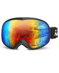 Outdoormaster Owl Snow Ski Goggles for Kids OTG 100% UV Protection Anti Fog Snowboard Goggles over Glasses(Black Frame+VLT 15% Revo Colorful)