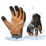 Vgo 1Pair -20℃/-4°F Winter Mechanic Gloves,Cold Weather Waterproof Medium Duty Safety Work Gloves,Cold Storage or Freezer Use,w/3M Thinsulate Lining(M,Brown,GA9603FW)