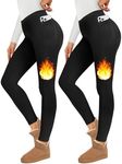 Happy.angel 2 Pack Fleece Lined Leggings Women, Thermal Warm Black Winter Workout Yoga Leggings